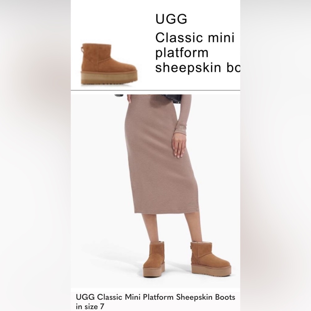 UGG Classic Mini Platform Sheepskin Boots in size 7